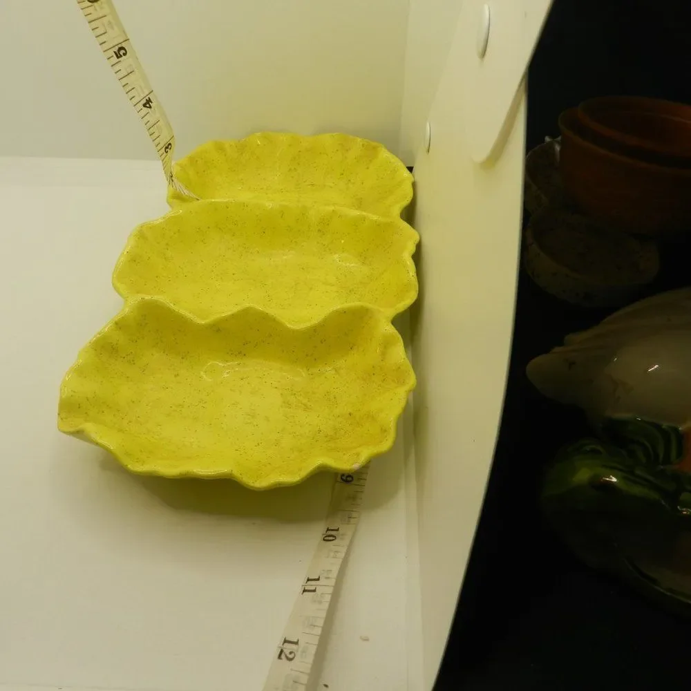 Yellow Speckled Serving or Candy Dishes Vintage Glass
